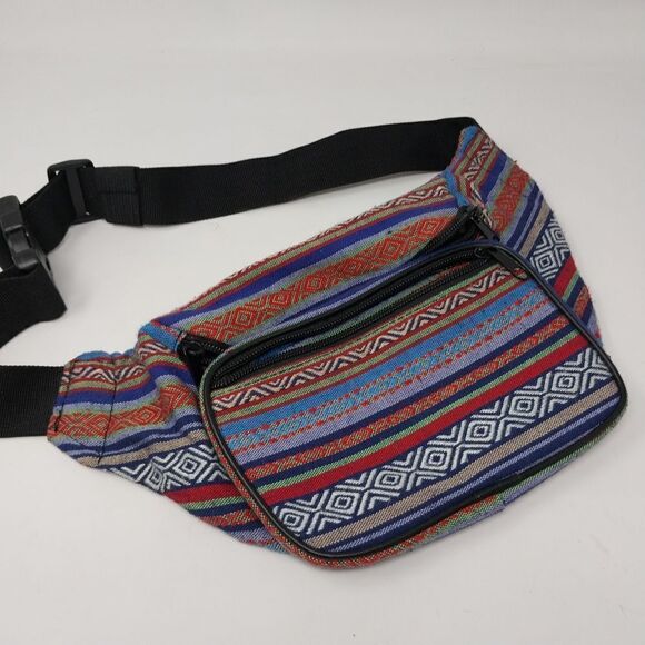 Zippered Fanny Pack. South American Print .Cotton. - Picture 1 of 7